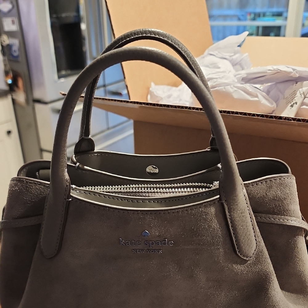 Brand New- Never Used -Kate Spade Charcoal Suede Satchel
